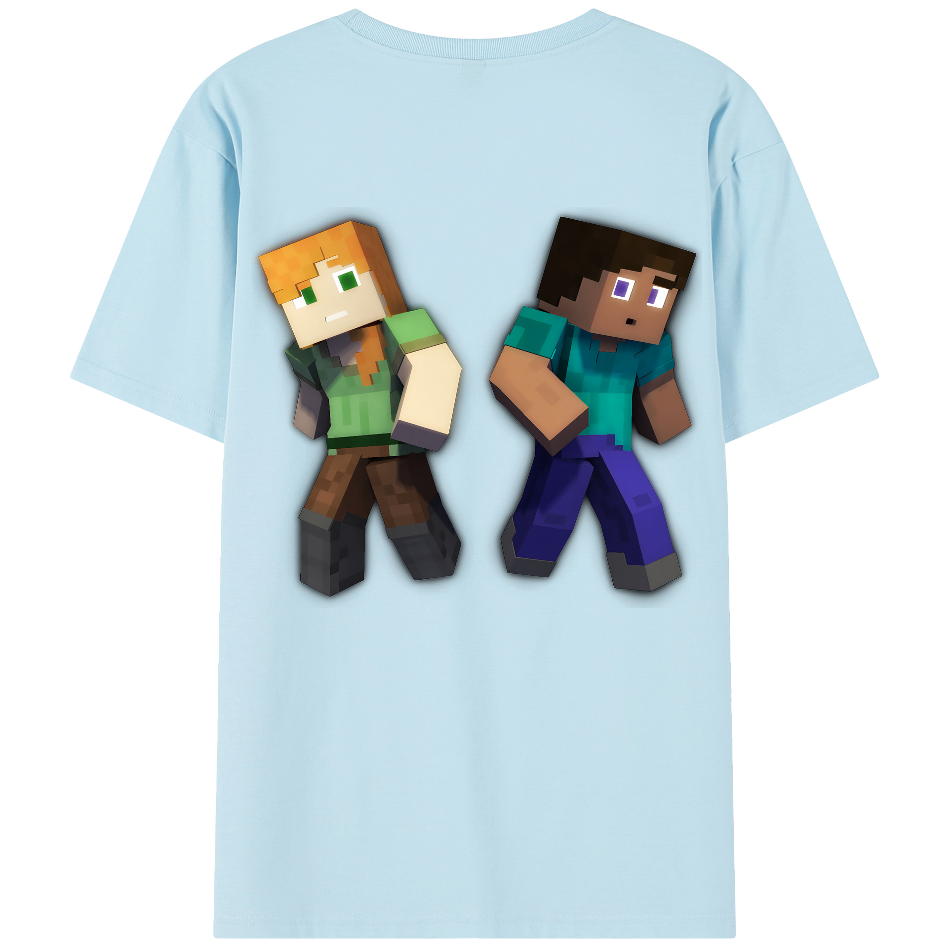 （画像用） マインクラフト ブロックの世界 Minecraft MC Block world 綿100％半袖Tシャツ（背面プリント）